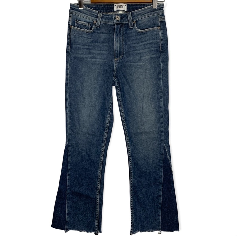 PAIGE Colette Crop Flare Jeans Medium Wash Mid to High Rise Size 28